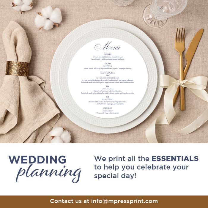 Wedding menus