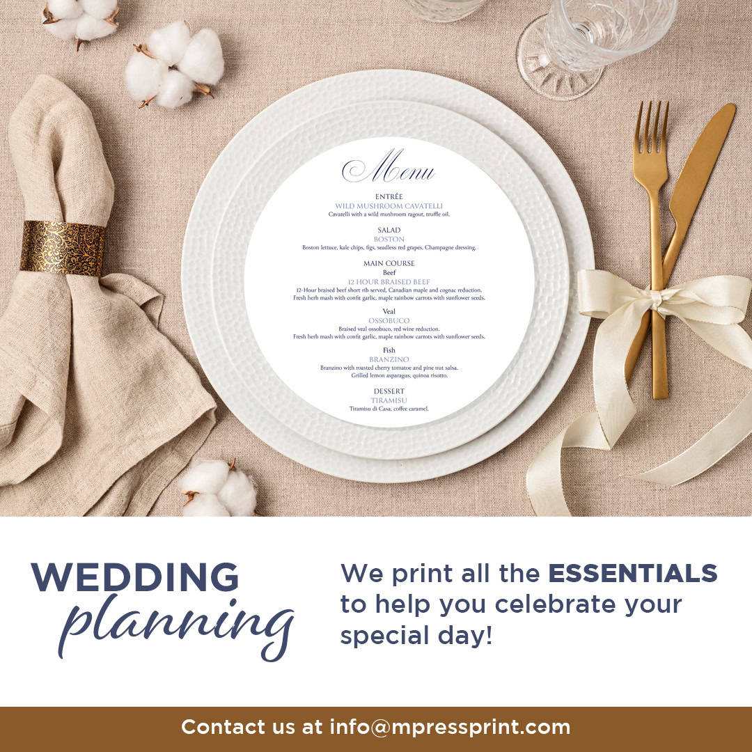 Wedding menus